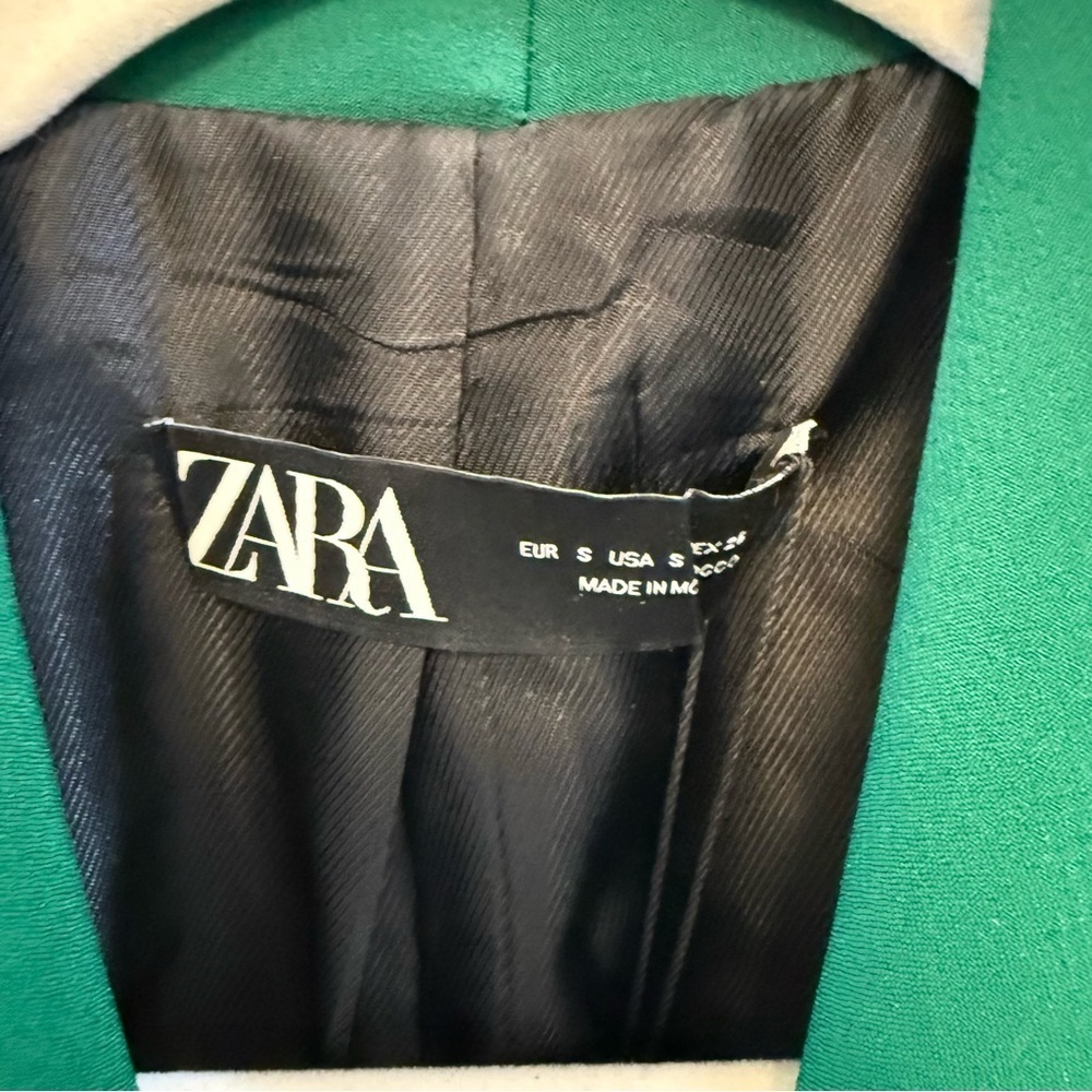 NWT ZARA DOUBLE BREASTED LONG BLAZER
DRESS GREEN SIZE S - Picture 4 of 7